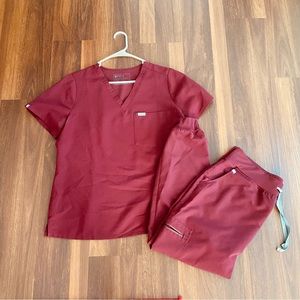 Figs Catarina One Pocket Top and High Waisted Zamora Jogger Bottoms Sz L/XL P